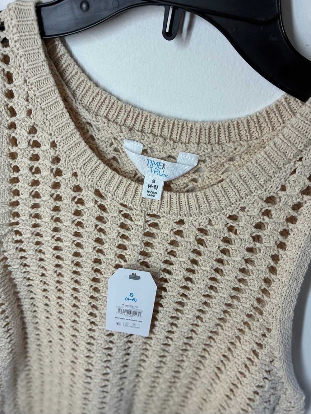 Time and Tru Open Knit Sleeveless Tank - Cream - Picture 2 of 5